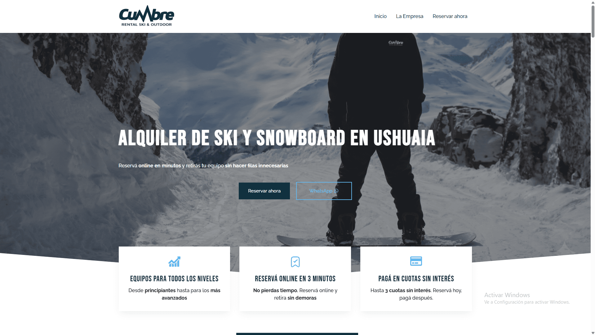 Captura del sitio entregado para Ariel · Cumbre Rental