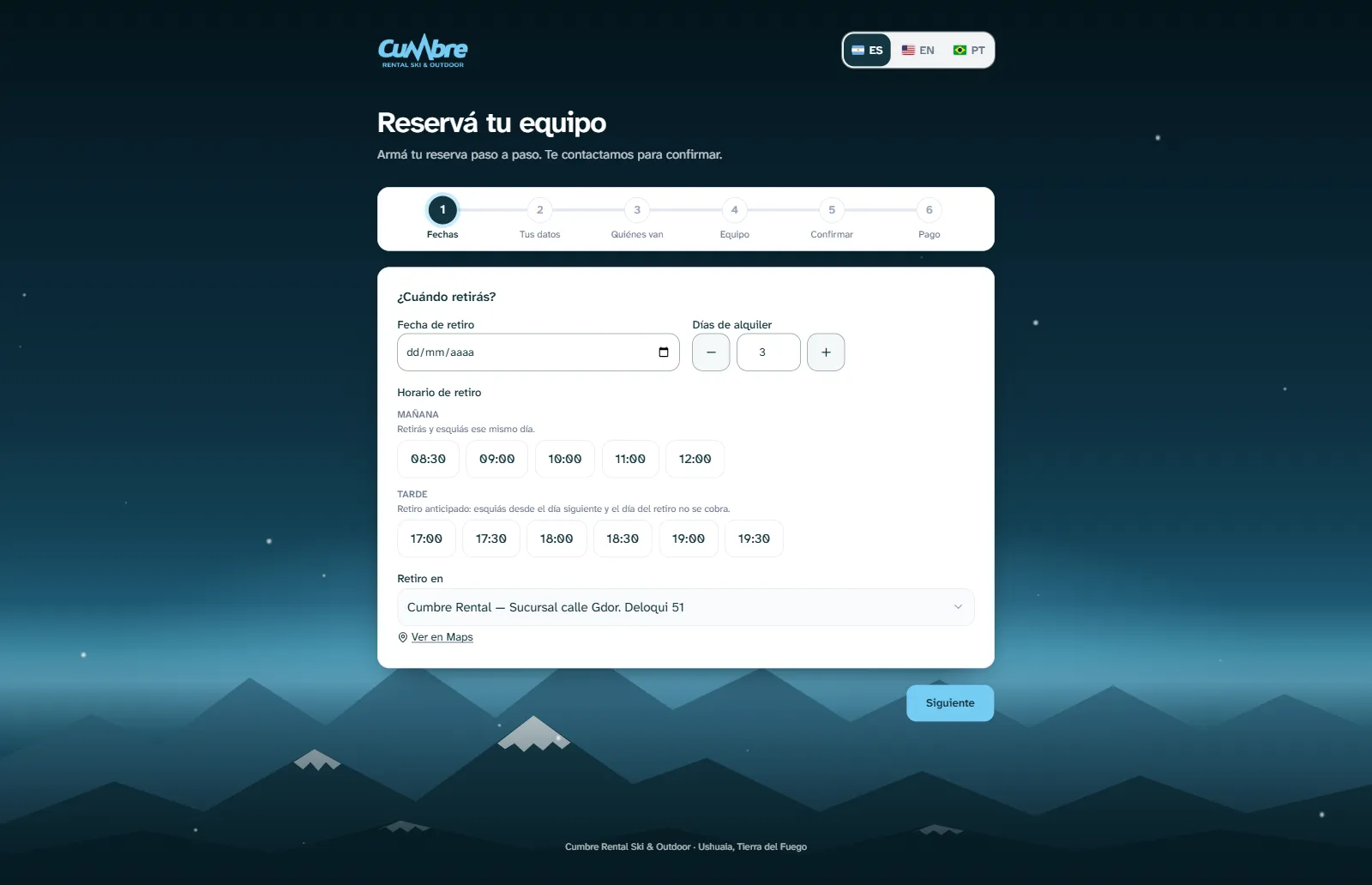 Portal de reservas online de Cumbre Rental hecho por Vantage Growth Solutions