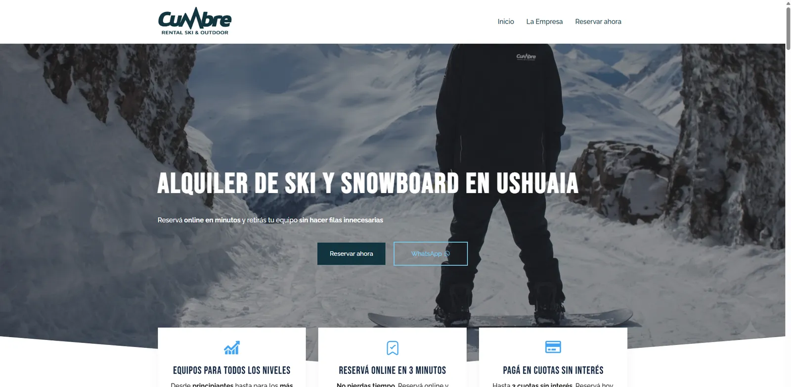 Sitio web de Cumbre Rental hecho por Vantage Growth Solutions