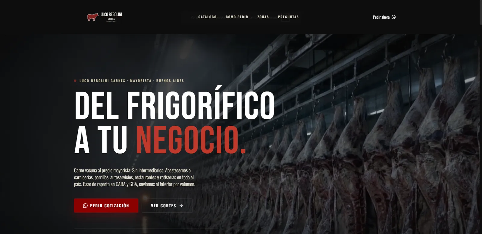 Sitio web de Emprendedor mayorista de carne en Buenos Aires hecho por Vantage Growth Solutions