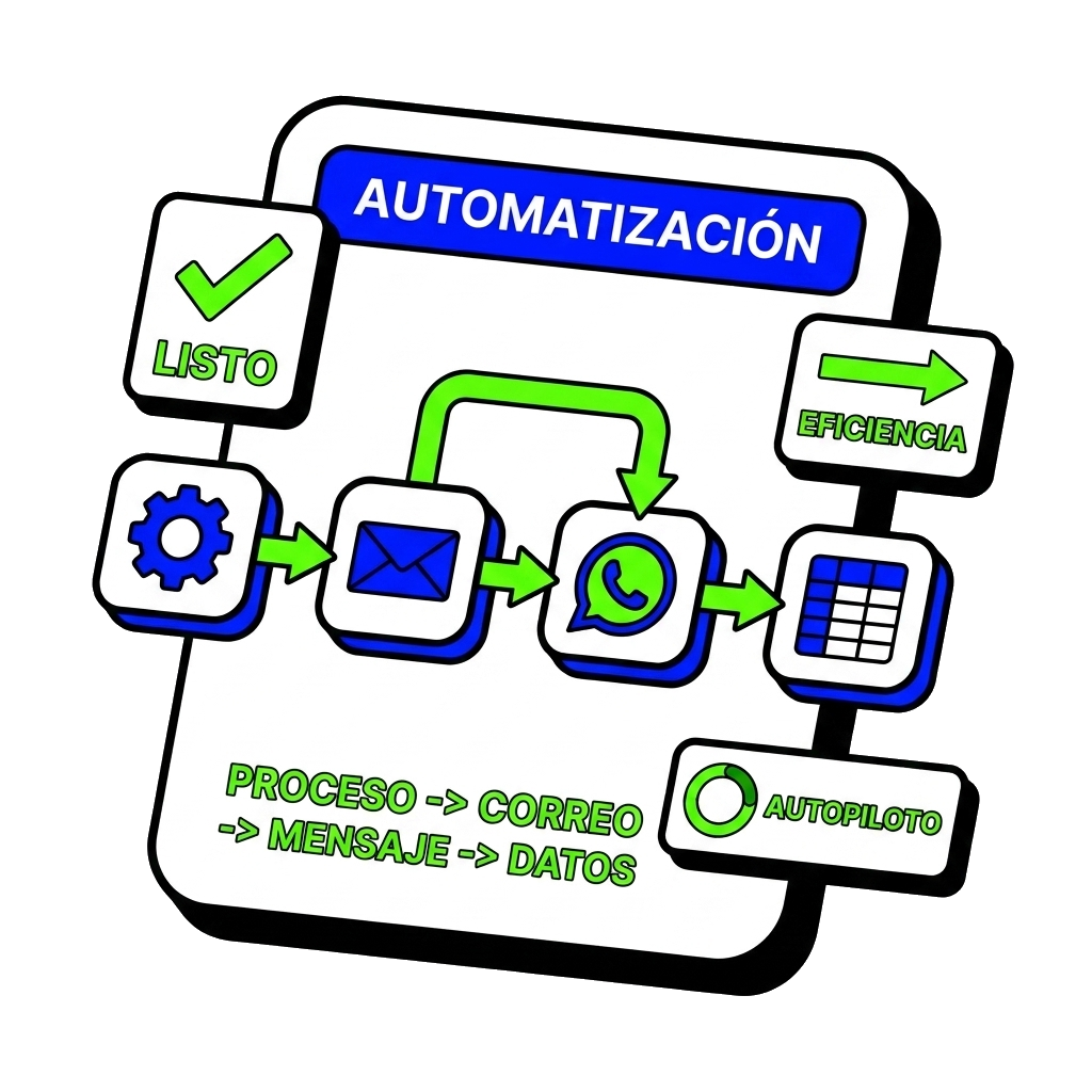 Flujo de automatización con sistemas conectados trabajando en piloto automático