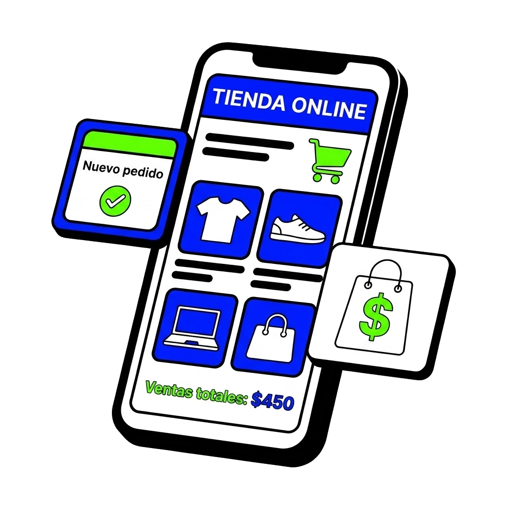 Tienda online en el celular con un nuevo pedido entrante